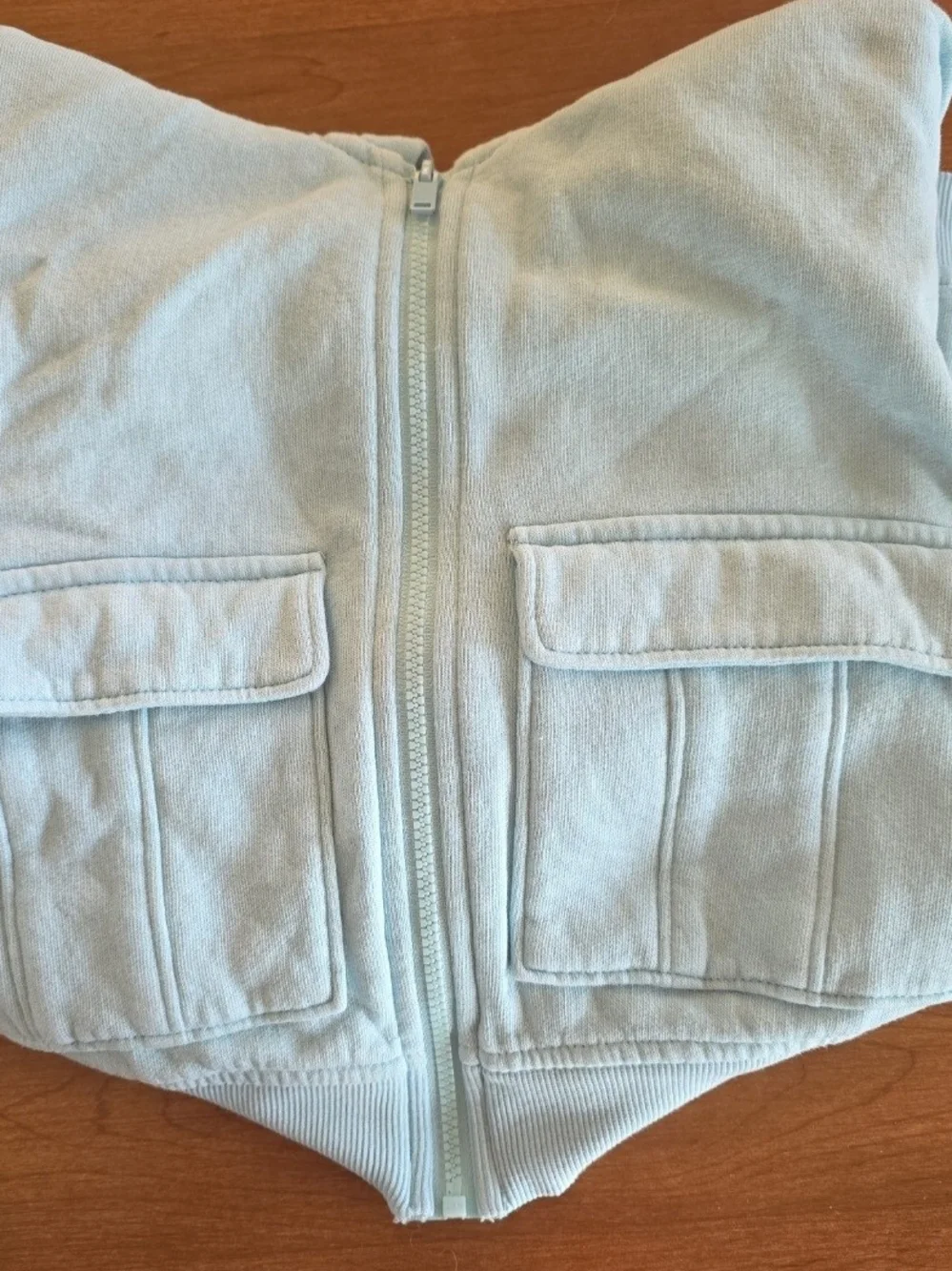 Old Navy Light Blue Kids Hooded Crop Zip Jacket